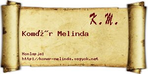 Komár Melinda névjegykártya